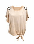 T-shirt oeillets beige délavé