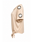 T-shirt oeillets beige délavé