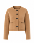 Cardigan camel court col rond