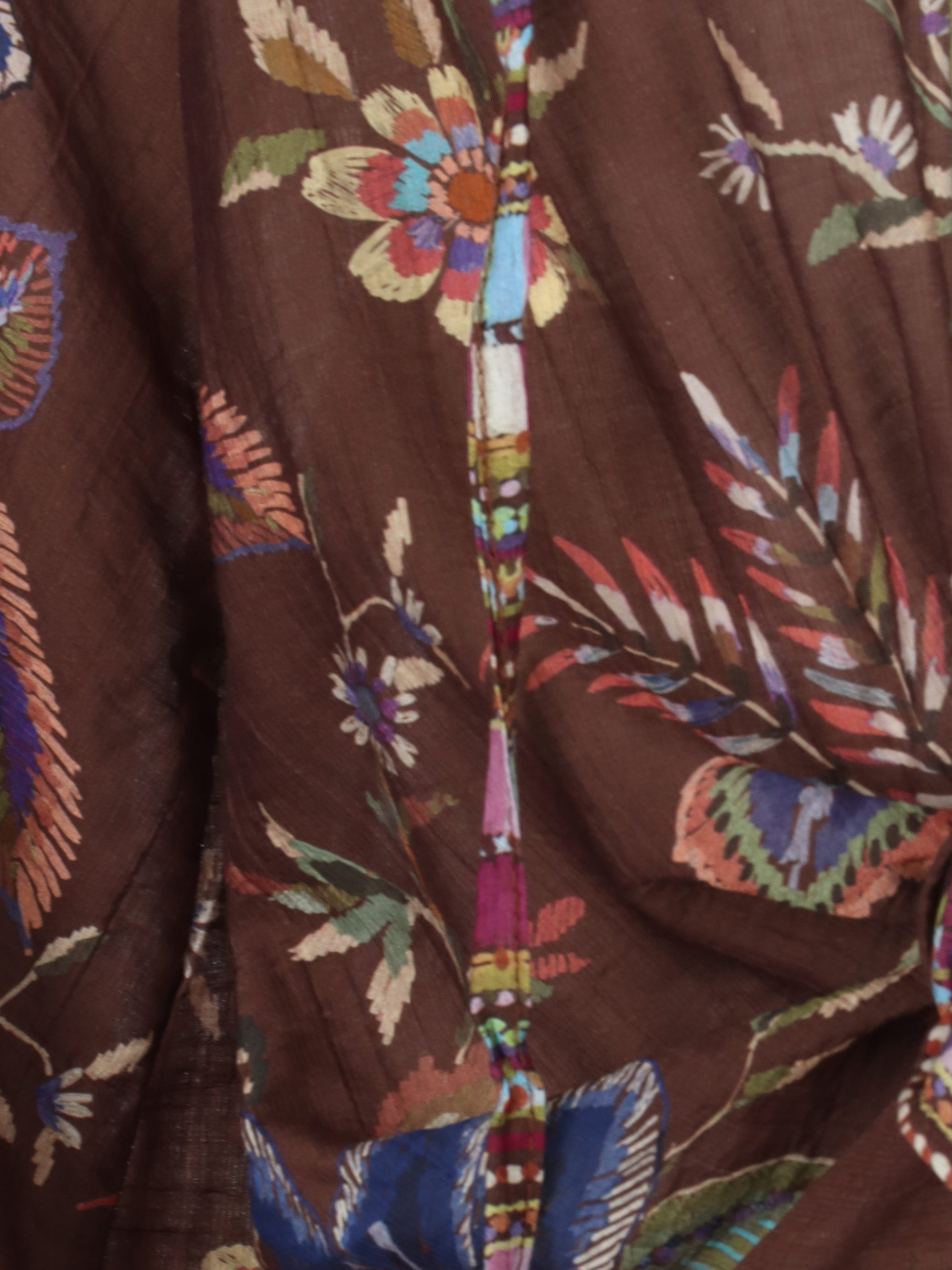 Blouse motifs fleurs marron-marine