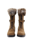 Bottes mi-longues en croûte de cuir tabac La Thuile
