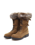 Bottes mi-longues en croûte de cuir tabac La Thuile