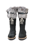Bottes mi-longues en croûte de cuir noir La Thuile
