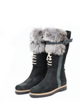 Bottes mi-longues en croûte de cuir noir La Thuile